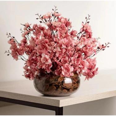 Imagem de Arranjo Cerejeira Rosê Artificial no Vaso de Vidro - Infinity decor 