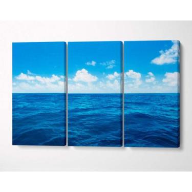 Imagem de 3 Quadros em Tecido Canvas Fundo do Mar Oceano Nuvens Céu - LindaCasaP
