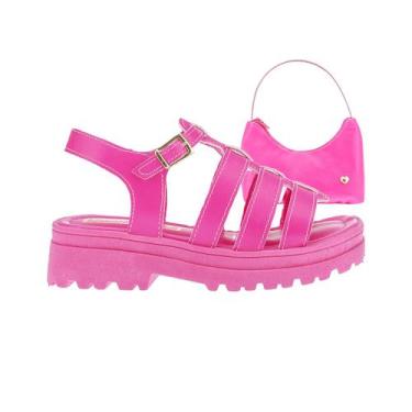 Imagem de Sandalia Infantil Feminina Tratorada Pink Barbie - Tam 28-36 e Bolsinh