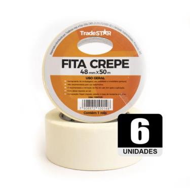 Imagem de Fita Adesiva Crepe Papel 48mm X 50m C/6 Rolos 48x50 - Tradestar