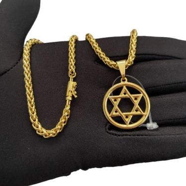 Imagem de Cordão Peruano 5mm + Pingente Estrela De Davi - Banhado a Ouro - ToJoi