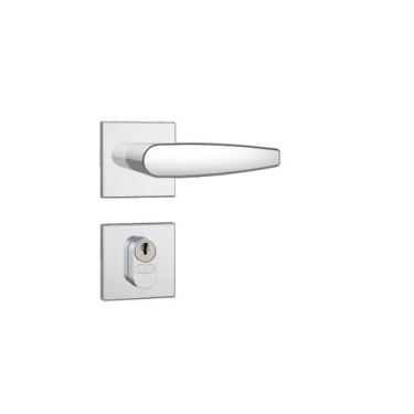 Imagem de Fechadura para porta externa stam 803/33 c/cilindro cromada quadrada 4