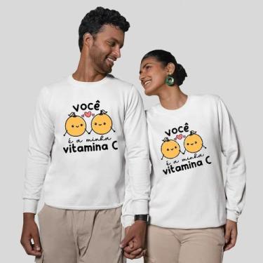 Imagem de Kit 2 Blusas Frio Moletom Careca Sem Capuz Casal Namorados Vitamina - 