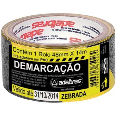 Imagem de Fita para Demarcação de Solo PVC AMARELA/PRETA 48MM X 14M - Adelbras