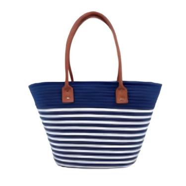 Imagem de Bolsa Alice Palucci Palha Alça Dupla Listras