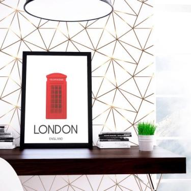 Imagem de Adesivo De Parede Geométrico Fendi Zara Gold Fundo Branco 310x58cm - P
