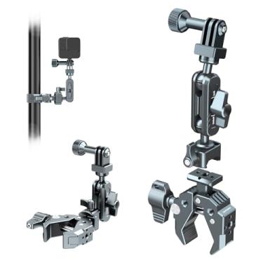 Imagem de Leaplumin Suporte de braçadeira de câmera para câmera Gopro, braço mágico de cabeça esférica de 360° com braçadeira OTAN, suporte para monitor de câmera com 5 furos de parafuso de 1/10.2 cm, rosca de