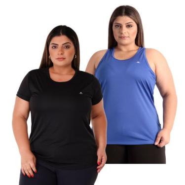 Imagem de Kit Plus Size 1 Regata + 1 Camiseta Femina Dry Fit Academia - FORÇA DO