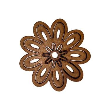 Imagem de Aplique Botão Rosa Margarida Fechada 6cm Kit 10un Mdf Madeira - ATACAD