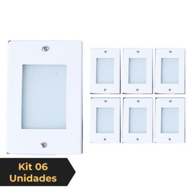 Imagem de Kit 6 Balizador de Embutir Escada Parede Branco 4x2 Alumínio - Ilumina