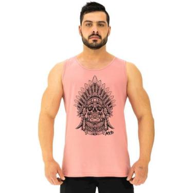 Imagem de Regata Clássica Masculina MXD Conceito Caveira Cocar, GG, Rosa claro