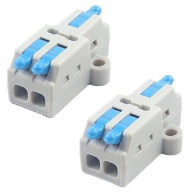 Imagem de Kit 2 Conector Emenda Derivação Alavanca 1x2 Vias para Fios Cabos Elét