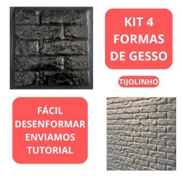 Imagem de Kit 4 Forma De Gesso Tijolinho 28x28cm Formas p/ Gesso Decoração 3D En