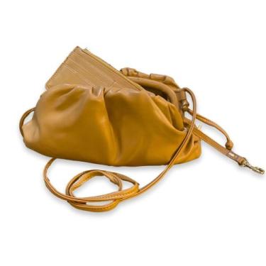 Imagem de Bolsa e Carteira material sintético Amarela Fecho de Contato Alça Fina