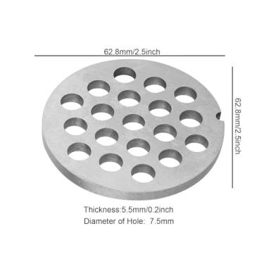 Imagem de Moedor de Carne Triturador Picador Placa Faca de Disco Afiada Durável Seguro Eficiente Ecológico Prata 62,8 X 62,8 X 5,5 Mm 7-7,2 Mm 3 Mm 5 Mm 7,5 Mm Picador de Carne (Furo