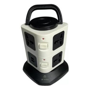 Imagem de Regua Eletrica Mini-Torre De Tomada Multiplug Mesa de Computador Escritorio Tomadas Usb