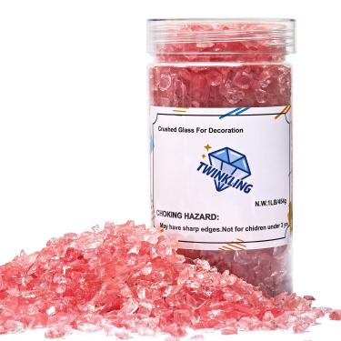 Imagem de TWINKLING Brilho de pedra de cascalho de vidro de fogo de alto brilho, vidro quebrado, lascas de pedras de fogo, vidro triturado para artesanato de fogueira, arte de resina, decoração de jardim de