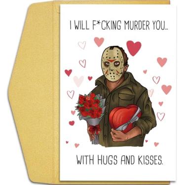 Imagem de Cartão de aniversário engraçado Jason para esposa, cartão de aniversário assustador assassino para namorada, cartão de Halloween com tema de filme de terror, cartão de dia dos namorados para ela,