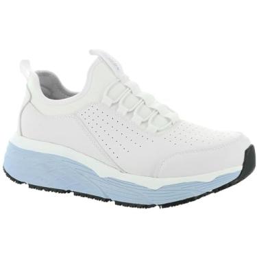 Imagem de Skechers Women's Work Max Cushioning Elite SR - Serotina Sneaker, White/Light Blue, 9.5