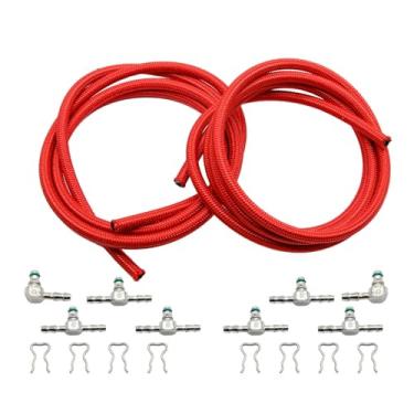 Imagem de Lskioer Kit de trilho de retorno de tubulação vermelha, linha de retorno do injetor de combustível com braçadeiras de encaixe, serve para Duramax Diesel LLY LMM LBZ 2004-2010, substitui 97328733