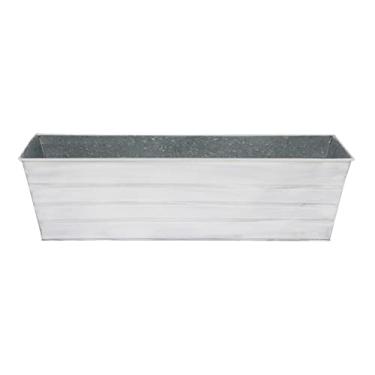 Imagem de Plantador de caixa de flores de aço galvanizado, bacalhau branco, grande