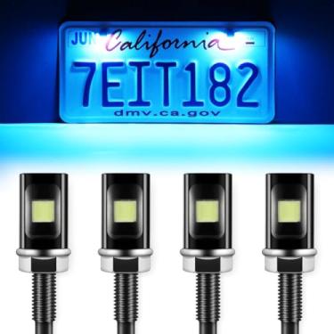 Imagem de Suporte de luz de LED para placa de carro com parafuso de identificação à prova d'água superbrilhante da LivTee 12 V para carro motocicleta caminhão RV ATV Bike, azul gelo (4 peças)