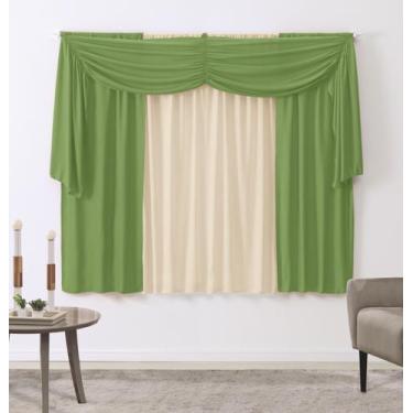 Imagem de Cortina Ravena 2,00x1,70m Marfim e Verde Relva - Vivarti