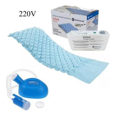Imagem de Kit Colchão Anti Escaras Casca De Ovo 220v + Urinol Coletor De Urina M