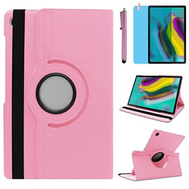 Imagem de Capa para Samsung Galaxy Tab S5e 26.7 cm 2019 (SM-T720 T725 T727) – Suporte giratório de 360 graus, capa protetora completa, caneta Stylus bônus, película de tela (rosa)