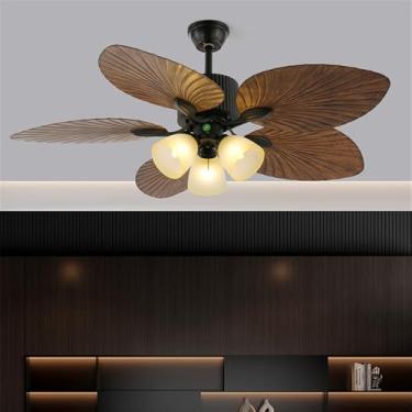 Imagem de American Retro LED Ventilador Luz Europeia Luxo Sala de Estar Restaurante Quarto EstudyVilla Hotel Café Ventilador De Teto Luz Remota Ventilador Elétrico (Estilo 5)