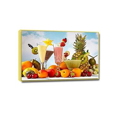 Imagem de Impressão de imagens de cozinha em tela - arte de parede em tela de cozinha grande - pôsteres e impressões de frutas e morango e laranja - Comida a imagem para decoração de sala de jantar 30 x 45 cm