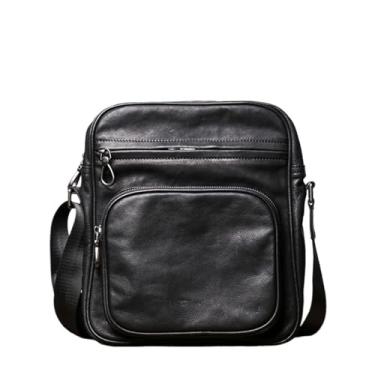 Imagem de Bolsa de ombro masculina casual retro bolsa mensageiro couro vertical artesanal bolsa crossbody para homens