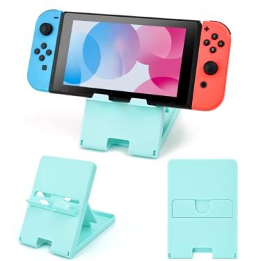 Imagem de DLseego Suporte de interruptor adequado para Switch OLED/Switch/Switch Lite, suporte ajustável de ângulo fofo, suporte portátil dobrável antiderrapante de anime Kawaii com 4 configurações de altura -