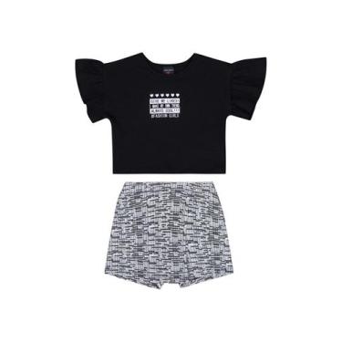 Imagem de Conjunto Blusa e Short-Saia Infantil para Menina Guloseima, Preto, 4