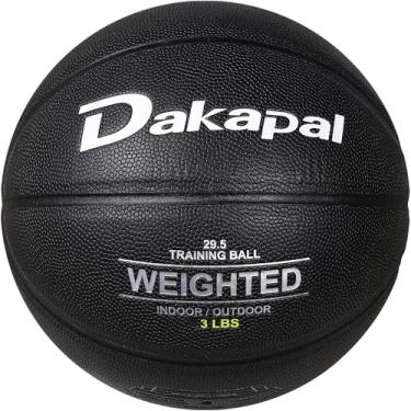 Imagem de Dakapal Bola de basquete de treinamento ponderada, basquete de couro (peso de 1,3 kg e tamanho 7) bola para treinamento e passagem de drible, uso interno e externo (esvaziado)