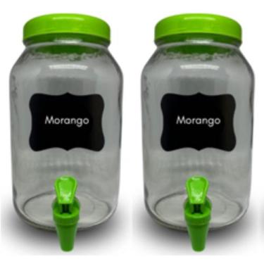 Imagem de Kit 2 suqueiras de vidro 3 litros com lousa e giz - GGABC, Verde