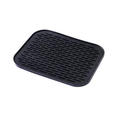Imagem de Tapete de secagem de pratos pequeno, tapetes de silicone para bancada de cozinha, 29 cm x 23 cm, para rack sobre a pia, panelas, panelas, vidro, talheres, taças, taças, tampa central de carro, lavável
