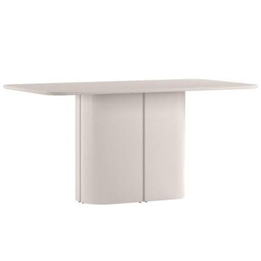 Imagem de Mesa de Jantar 6 Lugares Retangular Tampo Vidro Verbena N01 Off White 