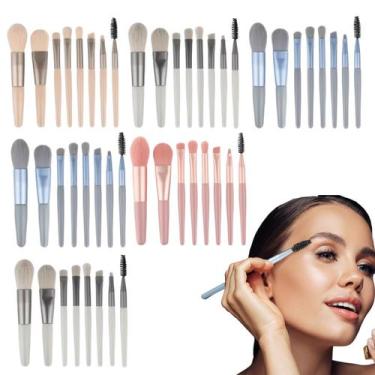 Imagem de 6 Kit Com 8 Peças De Pincéis De Maquiagem Cada Mini Para Necessaire - 