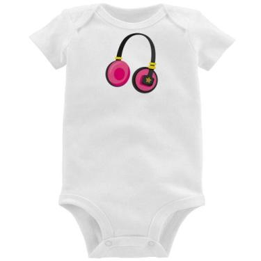 Imagem de Body Bebê Headphone Rosa - Foca na Moda, Branco, M