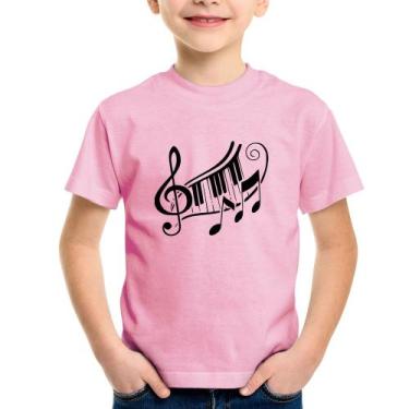 Imagem de Camiseta Infantil Clave De Sol Teclas - Foca na Moda, Rosa bebê, 8