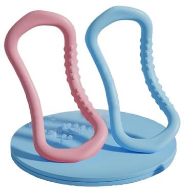 Imagem de 2 peças de anel de ioga para panturrilhas, anel circular de pilates para tonificação das costas coxas abdominais e pernas, anéis de fitness para ioga, pilates, exercícios de ginástica (rosa + azul