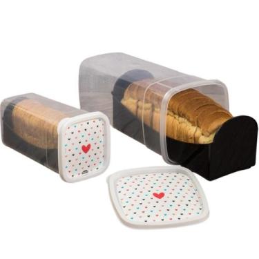 Imagem de Kit Porta Biscoito torrada Bolacha e Porta Pão Forma Fatiado - PLASUTI