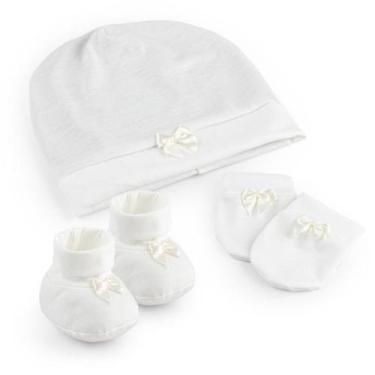 Imagem de Kit Maternidade Menina e Menino Touca Luva e Sapatinho Malha 100% Algo