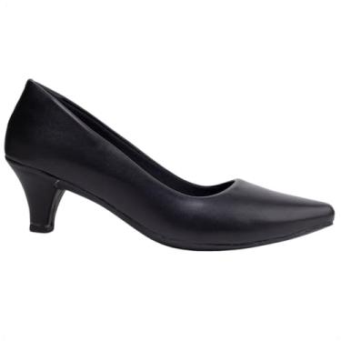 Imagem de Scarpin Feminino Clássico, Salto Baixo 5cm, Couro Sintético, Social (Preto, BR, Adulto, Numérico, 39)