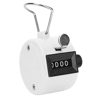 Imagem de Contador de Contagem de Mãos de Berm, Estojo de Metal, Grande Contagem de 4 Dígitos, Com Gancho para Estatísticas de Dados (Branco)