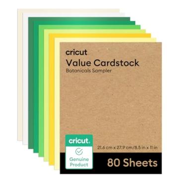 Imagem de Cricut Papel cartolina Value, amostra botânica - 80 folhas (21,6 cm x 28 cm) - compatível com máquinas Joy Xtra, Explore, & Maker - Tamanho carta