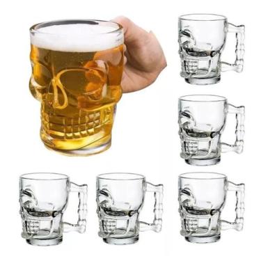 Imagem de Caneca Para Chopp Caveira Cerveja Kit 6 Un 510ml Class Home