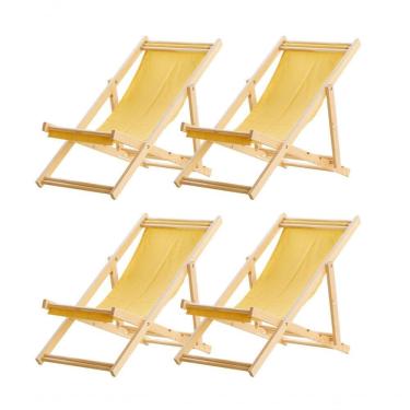 Imagem de Kit 4 Cadeira Espreguiçadeira Dobrável S-b-amarelo