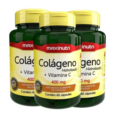 Imagem de Kit 03 Colágeno Hidrolisado + Vitamina C 60 Cáps Maxinutri-Unissex